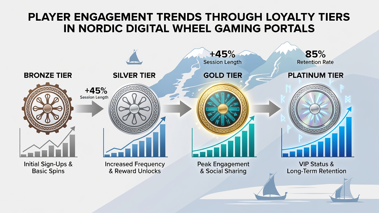 Comparative chart of player retention rates across different loyalty tiers in Nordic digital wheel gaming portals